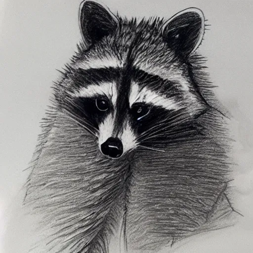 Image similar to Charcoal sketch of a raccoon