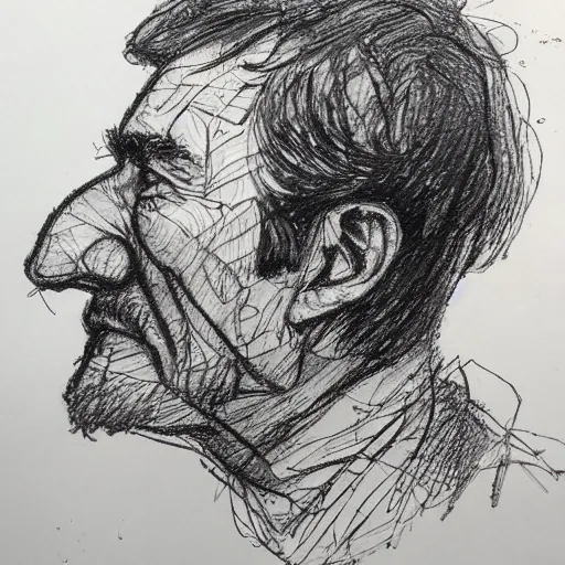 Image similar to a realistic yet scraggly portrait sketch of the side profile of a stern and sophisticated the medic, trending on artstation, intricate details, in the style of frank auerbach, in the style of sergio aragones, in the style of martin ansin, in the style of david aja, in the style of mattias adolfsson