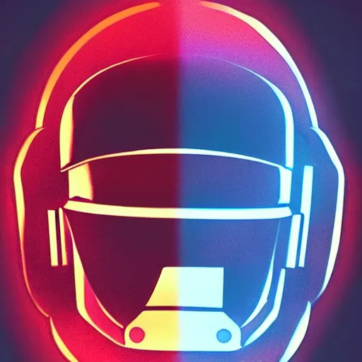 Image similar to Daft Punk inspired robot character, red lightsaber, space, star wars, retrowave, vaporwave, black cloak, concept art, arstation, award winning art by