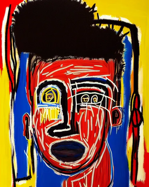 Prompt: A extremely ultra highly detailed majestic hi-res beautiful immaculate head and shoulders award winning painting stunning masterpiece of the face of a strong black african man by Jean-Michel Basquiat, 8k, high textures, ultra hyper sharp, insanely detailed and intricate, super detailed, 8k HDR ultra high quality