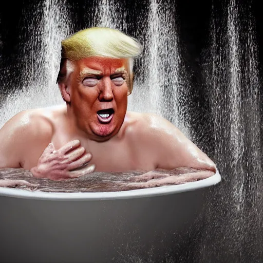 Image similar to donald trump having a bath while having a nightmare