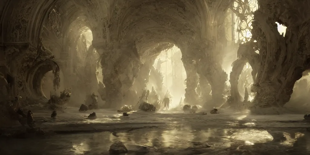 Image similar to gates of heaven, volumetric lighting, 8 k octane beautifully detailed render, post - processing, extremely hyper - detailed, intricate, epic composition, cinematic lighting, masterpiece, trending on artstation, detailed detailed detailed, masterpiece, stunning art by anders zorn, wonderful masterpiece by greg rutkowski, beautiful cinematic light,