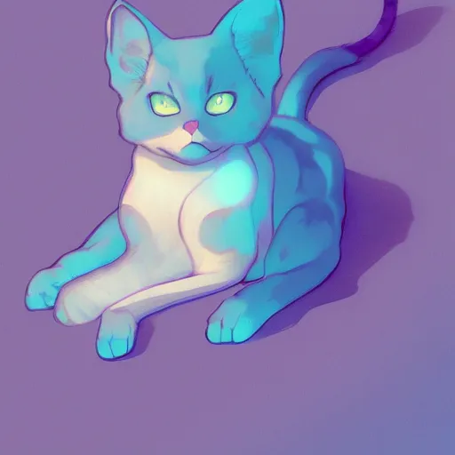 Prompt: a powder blue cat with oversized ears taking a nap ambient lighting, 4 k, lois van baarle, ilya kuvshinov, rossdraws, alphonse mucha, jung gi kim, artstation