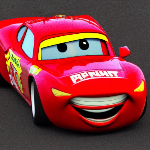 Prompt: low - poly render of lightning mcqueen