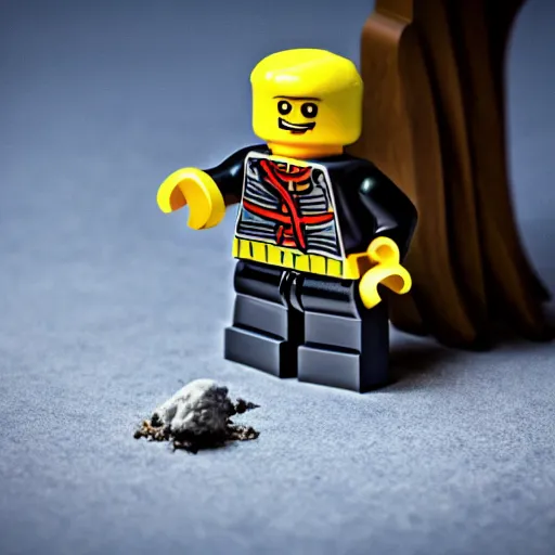 Image similar to Macro photography of a Lego samurai, depth of field, highly detailed