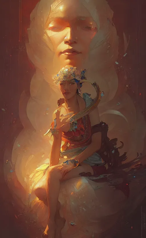 Image similar to personification of singapore, highly detailed, digital painting, artstation, concept art, sharp focus, illustration, art by greg rutkowski and alphonse mucha