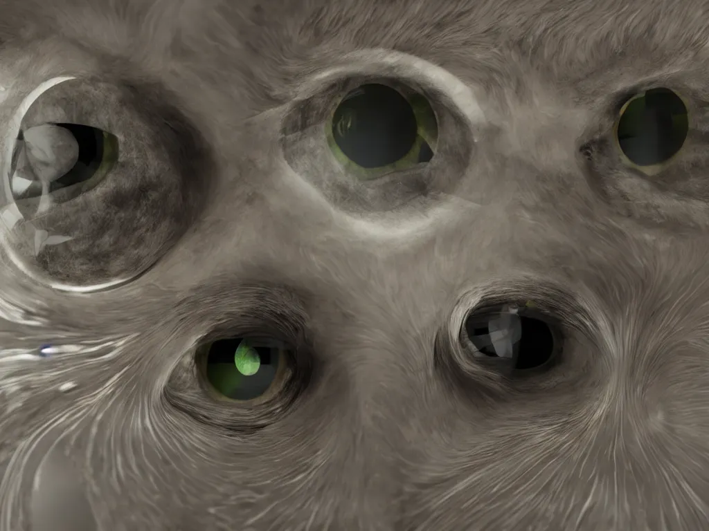 Prompt: animal eyes, cloudy eyes, cataract. dynamic moving 3 d liquid render, unreal engine, rendered in octane.