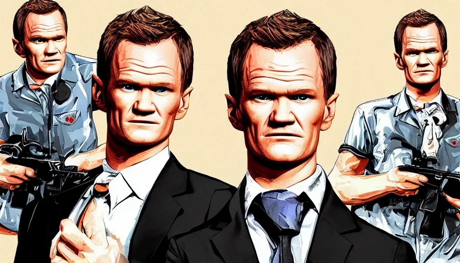 Image similar to Neil Patrick Harris in GTA V artwork style, digital art