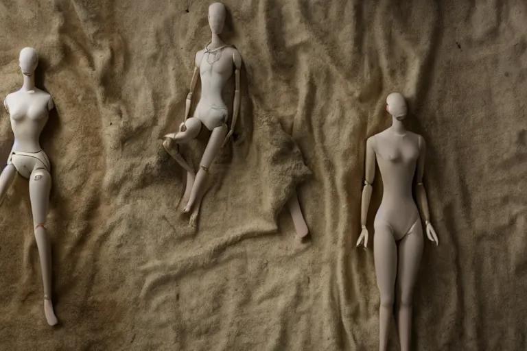 Image similar to vfx movie scene dilapidated mannequins closeup by emmanuel lubezki