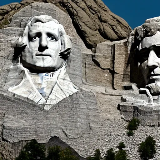 Image similar to Boris Johnson’s face on Mount Rushmore