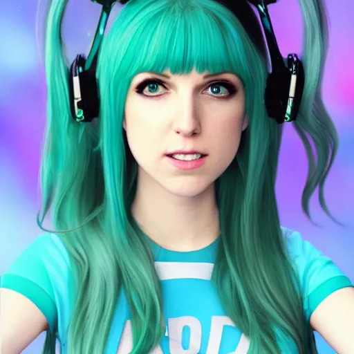 Prompt: anna kendrick as hatsune miku, artstation