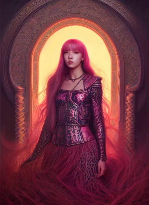 Image similar to jossi of blackpink, king, tarot card, highly detailed, digital painting, smooth, sharp focus, illustration, ultra realistic, octane, render, unreal engine 8 k, art by artgerm and agostino arrivabene