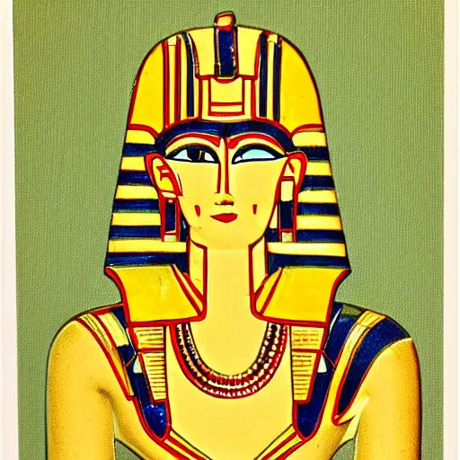 Image similar to art deco egyptian pharoh, female,