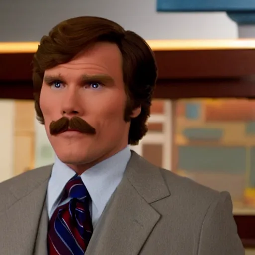 Image similar to Live Action Still of Jerma985 in Anchorman: The Legend of Ron Burgundy, real life, hyperrealistic, ultra realistic, realistic, highly detailed, epic, HD quality, 8k resolution, body and headshot, film still