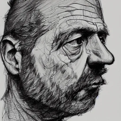 Image similar to a realistic yet scraggly portrait sketch of the side profile of a stern and sophisticated jay kay, trending on artstation, intricate details, in the style of frank auerbach, in the style of sergio aragones, in the style of martin ansin, in the style of david aja, in the style of mattias adolfsson