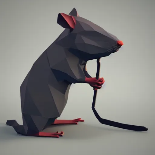 Prompt: low quality spinning rat, 3d low poly, captioned