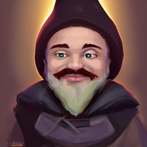 Prompt: Portrait of a young gnome wizard, D&D, trending on artstation.