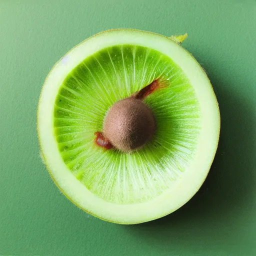 Image similar to realistic photograph of a kiwi bird holding a kiwi fruit, studio lighting, high quality, award winning