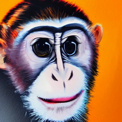 Image similar to Acrylic on canvas portrait of monkey