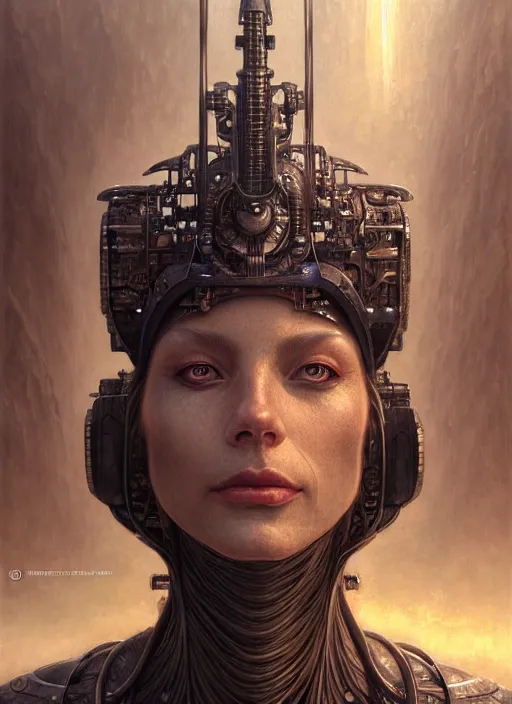 Image similar to closeup portrait shot of a robot wizard in a scenic dystopian environment, intricate, elegant, highly detailed, centered, digital painting, artstation, concept art, smooth, sharp focus, illustration, artgerm, tomasz alen kopera, peter mohrbacher, donato giancola, joseph christian leyendecker, wlop, boris vallejo