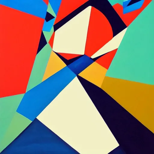 Image similar to a painting of a man's face with a mountain in the background, an ultrafine detailed painting by stanton macdonald - wright, behance contest winner, geometric abstract art, cubism, constructivism, biomorphic
