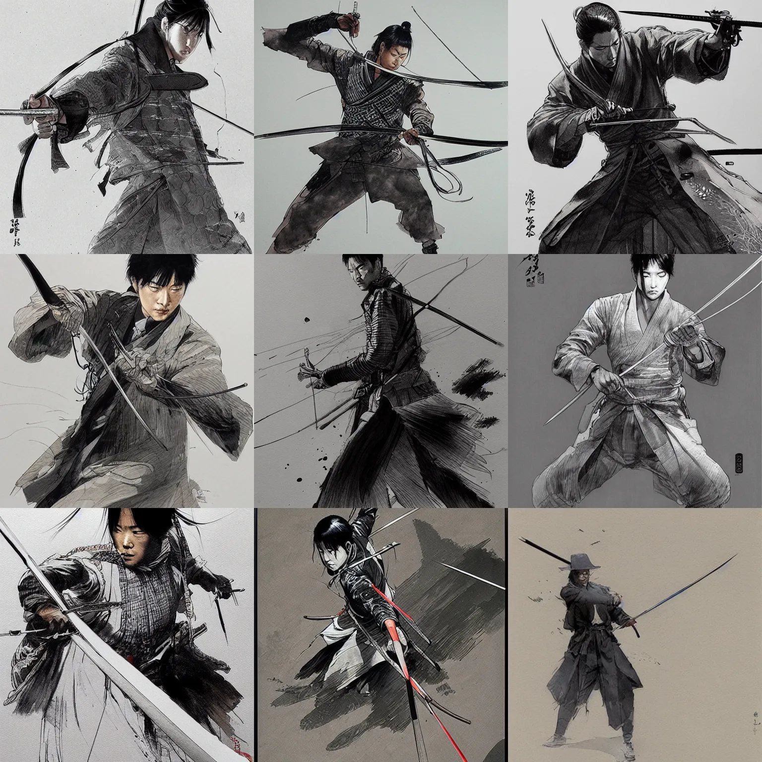 Prompt: a samourai by jung - gi - kim, detailed,