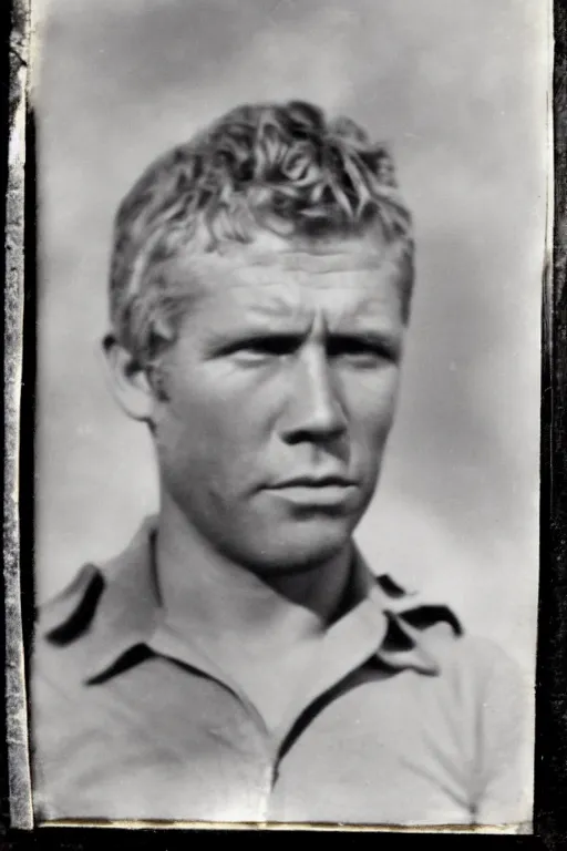 Image similar to a tintype photo of Steve McQueen from the great escape