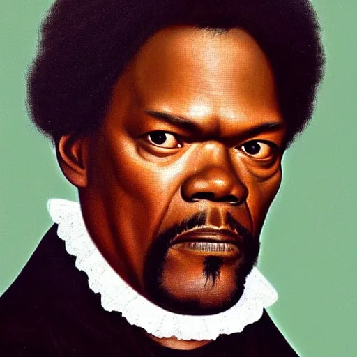 Prompt: a 1 6 0 0 s portrait painting of samuel l jackson