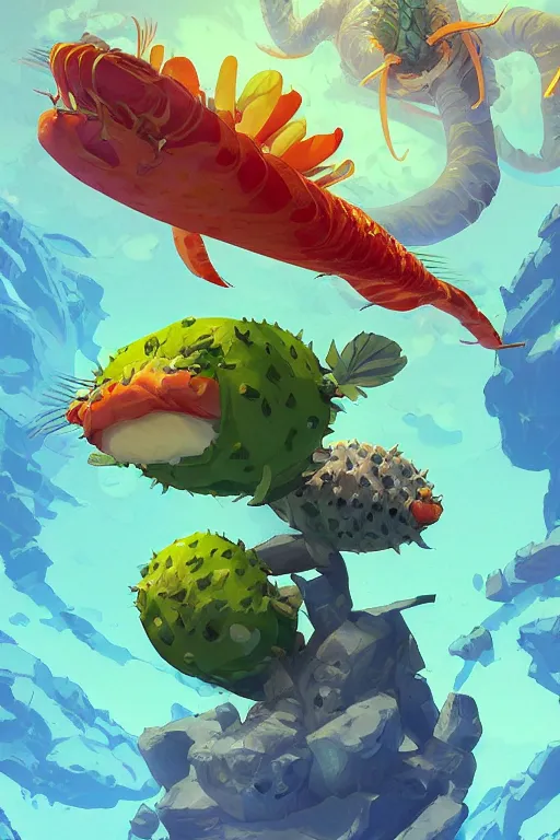 Image similar to 3 d render creature animal sushi cristal eye roots cactus elemental flush of force nature micro world fluo, art gta 5 cover, official fanart behance hd artstation by jesper ejsing, by rhads, makoto shinkai and lois van baarle, ilya kuvshinov, ossdraws