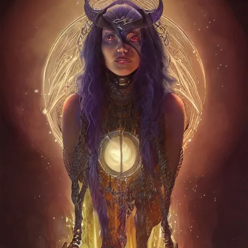 Image similar to ultra realistic illustration of cj miles as a cyber shamanic witch casting am elderit h spell, intricate, elegant, highly detailed, digital painting, artstation, concept art, smooth, sharp focus, illustration, art by artgerm and greg rutkowski and alphonse mucha