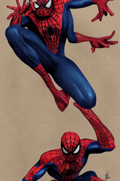 Image similar to spiderman in sleepy hollow, full body, big two toned eyes, teeth gritted, horror, intricate details, cinematic, epic, realistic, anatomy, tomer hanuka, uplight, artstation, photorealistic, scary