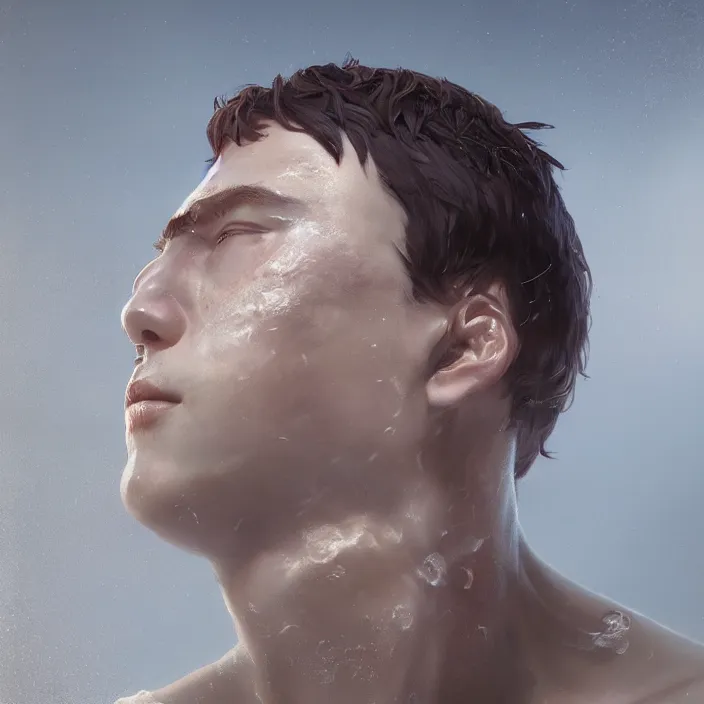 Prompt: man washing his brain - by tom bagshaw, by ilya kuvshinov, rtx rendering, octane render 1 2 8 k, maya, extreme high intricate details by wlop, digital anime art by ross tran, medium shot, close up shot, composition by sana takeda, dramatic lighting by greg rutkowski