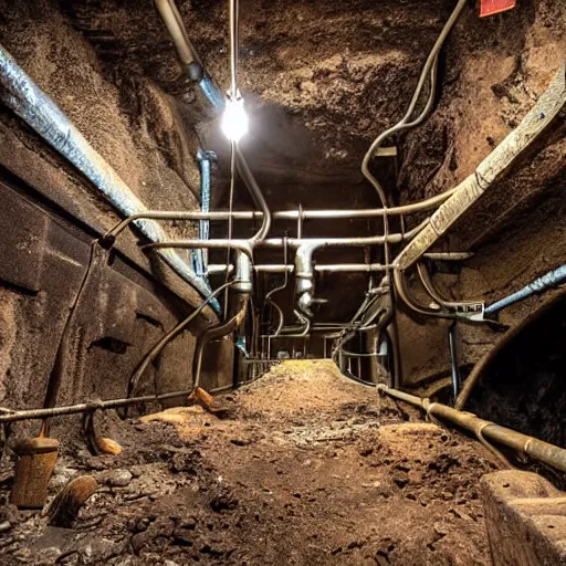 Image similar to underground mine with rusty pipes