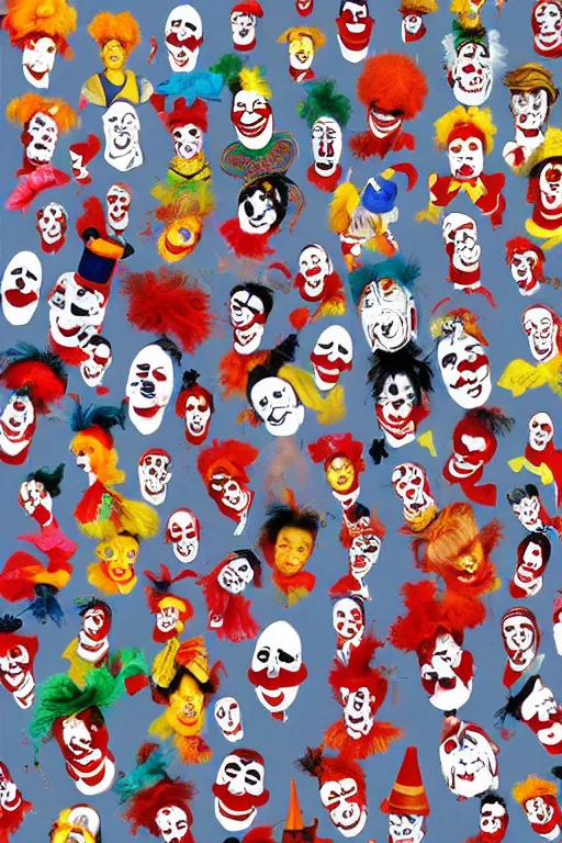 Image similar to a post office full of clowns by bijou karman