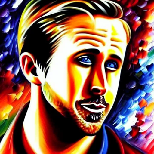 Image similar to ryan gosling in style of leonid afremov