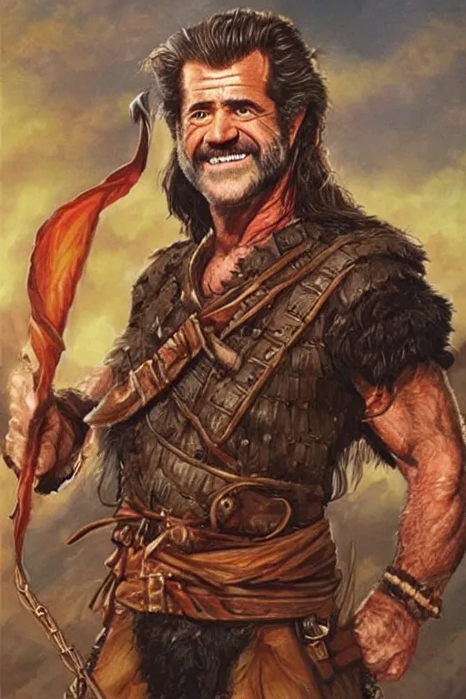 Prompt: mel gibson portrait as a dnd character fantasy art.