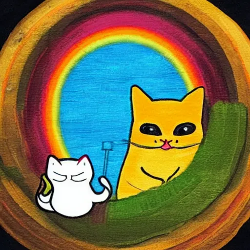 Prompt: fat cat big rianbow thing