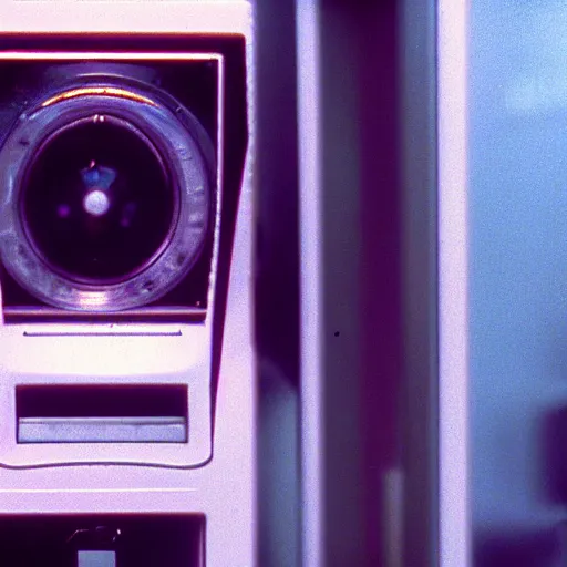 Image similar to a vhs still portrait of aphex twin breaking into the office from a gritty cyberpunk 2 0 0 0 s james cameron movie about spider - man. realism, cinematic lighting, 4 k. 8 mm. grainy. panavision.