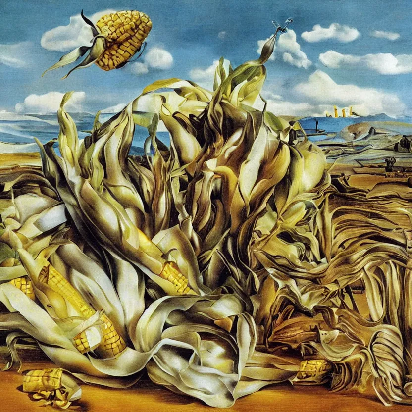 Image similar to corn on the cob, by salvador dali. surrealism