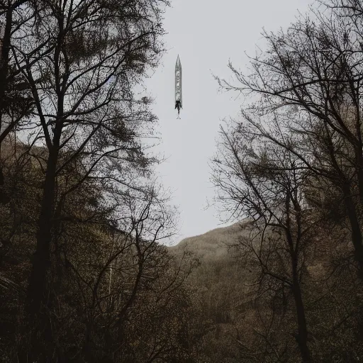 Image similar to sci fi nuclear containment buildings in a steep sided valley with trees, a sense of hope and optimism, birds overhead, stark light, day time, unsplash, national geographic, hd, high res