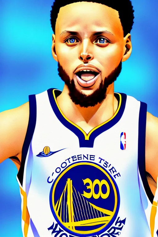 Image similar to stephen curry, manga cover art, detailed color portrait, artstation trending, 8 k, greg rutkowski