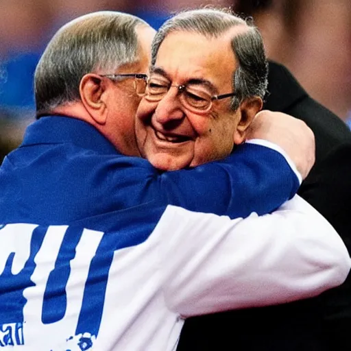 Image similar to florentino perez hugging a fax telephone