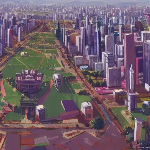 Prompt: City of Armenia Quindio depicted in Evangelion TV Show, Artwork by Gainax Studio (1996), official media, concept art, 8k, pixiv, high definition, wallpaper, hd, digital artwork