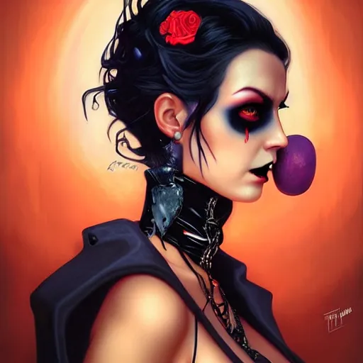 Image similar to lofi vampire goth demon portrait, digital art, Pixar style, by Tristan Eaton Stanley Artgerm and Tom Bagshaw.