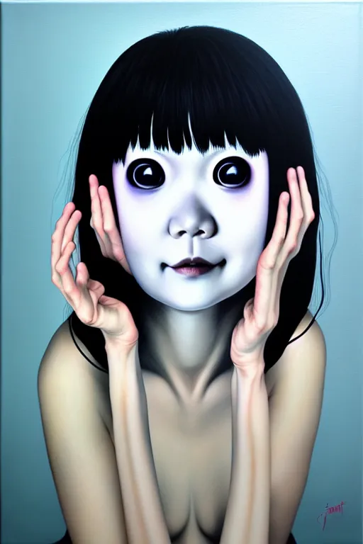 Image similar to dreams light up my life. by junji ito, hyperrealistic photorealism acrylic on canvas
