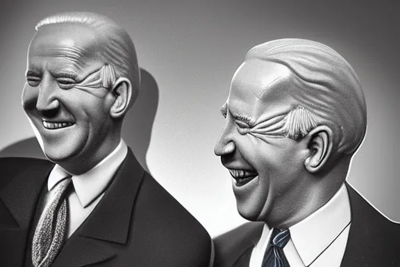 Image similar to “ very very intricate photorealistic photo of hitler and joe biden laughing together, detailed natural lighting, award - winning crisp details ”