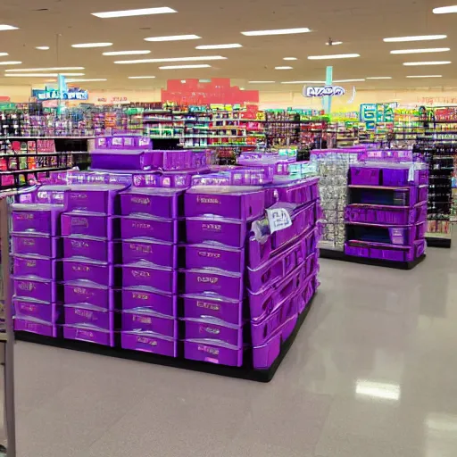 Prompt: target store flooded with purple slurm