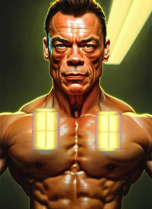 Prompt: symmetry!! portrait of jean claude van damme, cottagecore!! fitness body, glowing lights!! intricate, elegant, highly detailed, digital painting, artstation, concept art, smooth, sharp focus, illustration, art by artgerm and greg rutkowski and alphonse mucha