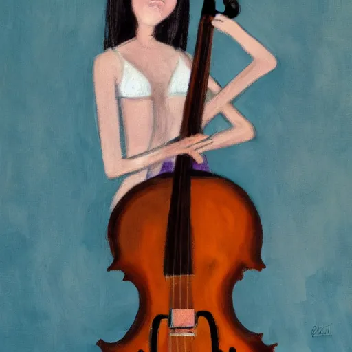 Prompt: girl with the body as cello by rutkowski