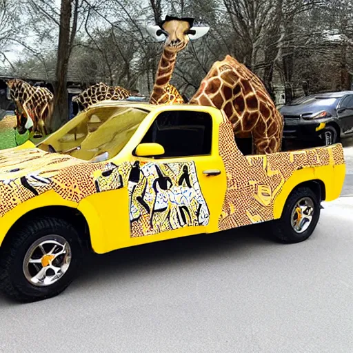 Image similar to giraffe car, vroom vroom